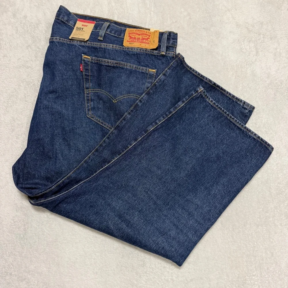Levi Strauss 501 Original Mens 54x28 Blue Denim Straight Leg Button Fly Jeans